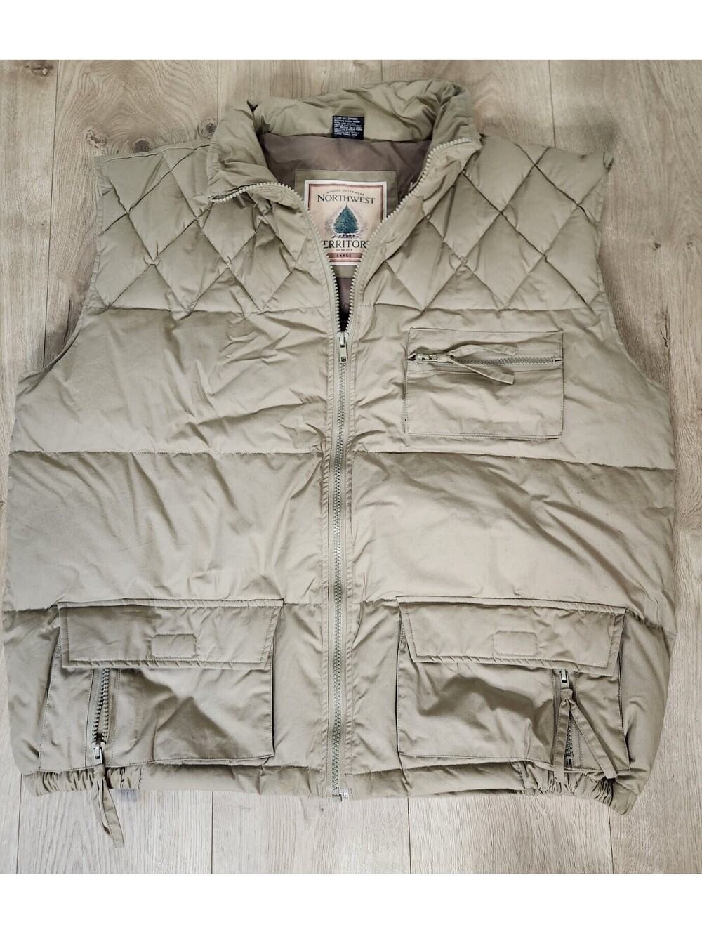 VTG Northwest Territory Quilted Puffer Down Filled Vest Fishing Hunting Sz L